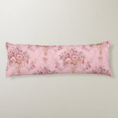 アンティークフランスのピンクビクトリアンスタイルフローラロココ ボディピロー (裏面)