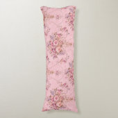 アンティークフランスのピンクビクトリアンスタイルフローラロココ ボディピロー (正面縦)