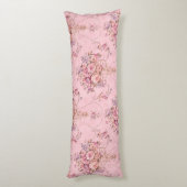 アンティークフランスのピンクビクトリアンスタイルフローラロココ ボディピロー (裏面 (縦))