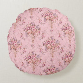 アンティークフランスのピンクビクトリアンスタイルフローラロココ ラウンドクッション