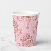 アンティークフランスのピンクビクトリアンスタイルフローラロココ 紙コップ (裏面)