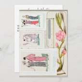 アンティークフランスのファッションのプレートとカ威厳があるレンダー セーブザデート (正面/裏面)