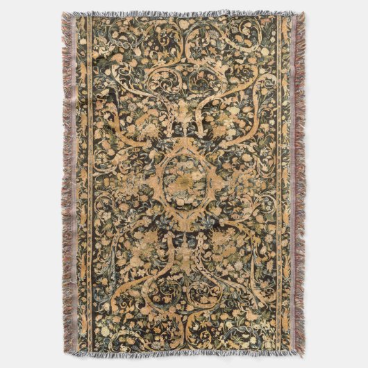 アンティークフランスのフローラプリント スローブランケット (正面縦)