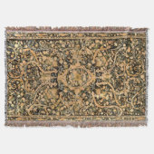 アンティークフランスのフローラプリント スローブランケット (正面)