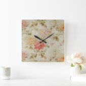 アンティークフランスのフローラ スクエア壁時計 (ホーム)