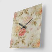 アンティークフランスのフローラ スクエア壁時計 (傾斜)