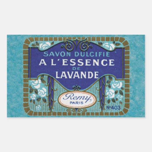 アンティークフランスのラベンダー石鹸 長方形シール (正面)