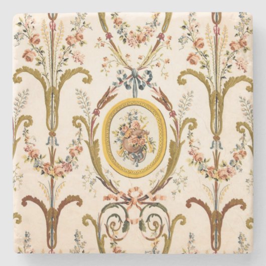 アンティークフランスのロココフローラ金ゴールドクリエレガントーム ストーンコースター (正面)