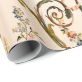 アンティークフランスのロココフローラ金ゴールドデクページ ラッピングペーパー (ロールコーナー)