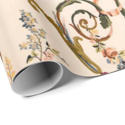 アンティークフランスのロココフローラ金ゴールドデクページ ラッピングペーパー (ロールコーナー)