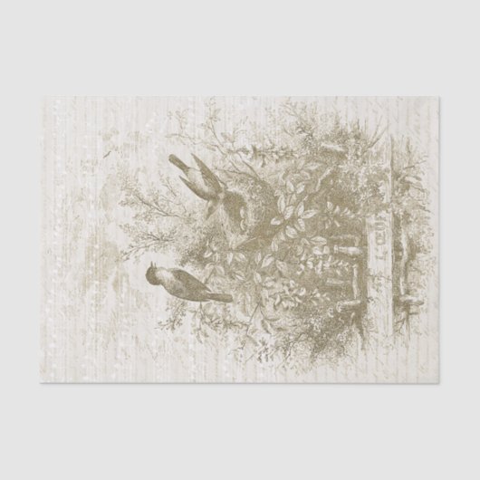 アンティークフランスのヴィンテージバーズネスト金ゴールドベージュ 薄葉紙 (正面)