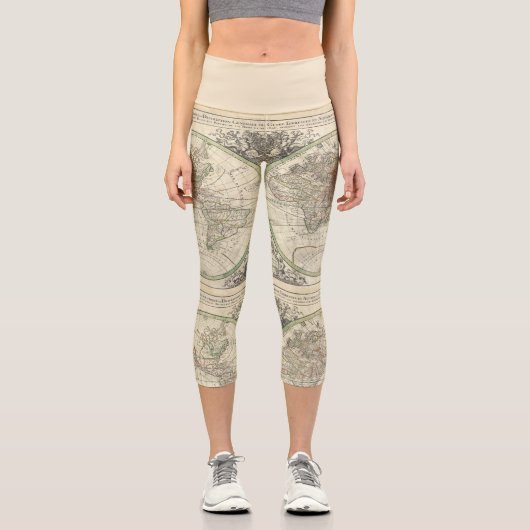 アンティークフランスのヴィンテージ世界地図17世紀HWC カプリレギンス (正面)