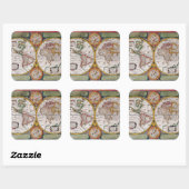 アンティークフランスの世界地図 スクエアシール (シート)