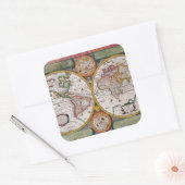 アンティークフランスの世界地図 スクエアシール (封筒)