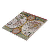 アンティークフランスの世界地図 タイル (側面)