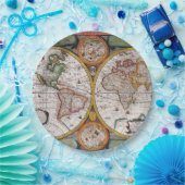 アンティークフランスの世界地図 ペーパープレート (パーティー)