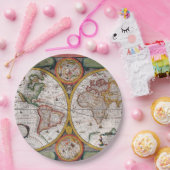 アンティークフランスの世界地図 ペーパープレート (パーティー)