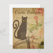 アンティークフランスの子猫はがき ポストカード (正面/裏面)