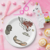 アンティークフランスの磁器サマーロブスターコーラルケープ ペーパープレート (パーティー)