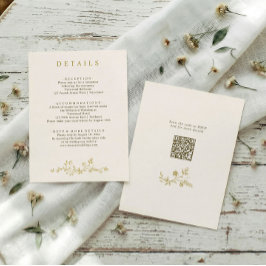 アンティークフレンチフラワーモチーフ ゴールドクリーム色 結婚式ディテールカード エンクロージャーカード