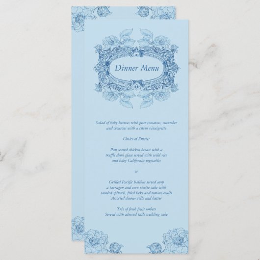 アンティークフレームブルーメニューラックカード メニュー (正面/裏面)