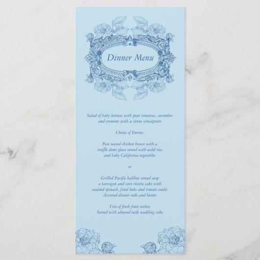 アンティークフレームブルーメニューラックカード メニュー (正面)