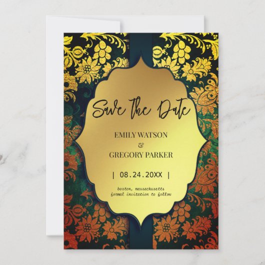 アンティークフレーム古い金ゴールド保存日付 セーブザデート (正面)