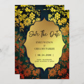 アンティークフレーム古い金ゴールド保存日付 セーブザデート (正面/裏面)