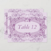 アンティークフレーム薄紫テーブル番号カード ポストカード (正面/裏面)