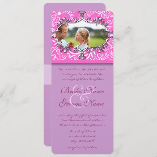 アンティークフレーム ラブバード 結婚式招待状 招待状 (正面/裏面)