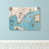 アンティークフロリダとキューバの地図 キャンバスプリント (インサイチュ (ウッドフロア))
