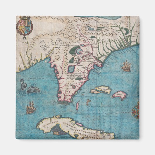 アンティークフロリダとキューバの地図 マグネット (正面)