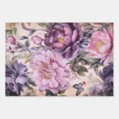 アンティークフローラと蝶の切り離し、紫 ラッピングペーパーシート (正面2)
