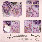 アンティークフローラと蝶の切り離し、紫 ラッピングペーパーシート