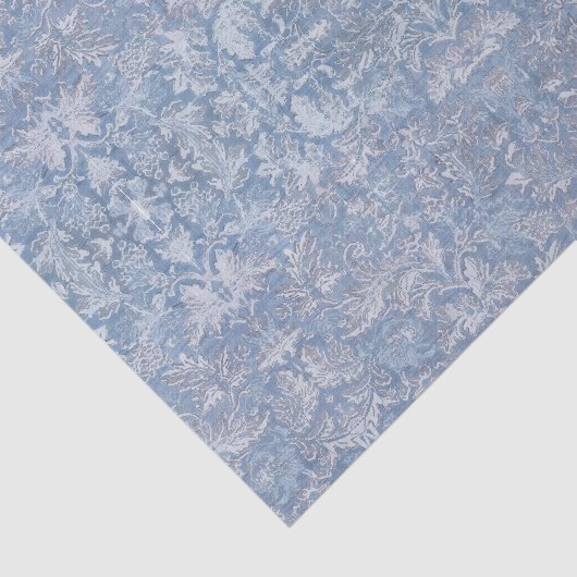 アンティークフローラの葉の青と白のデコページ 薄葉紙 (詳細)