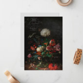 アンティークフローラの静止画とスクリプフランスのト ノートカード (正面/裏面インサイチュ)