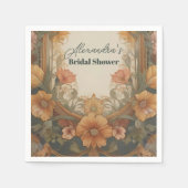 アンティークフローラアールヌーボーブライダルシャワー スタンダードカクテルナプキン (正面)