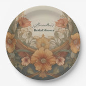 アンティークフローラアールヌーボーブライダルシャワー ペーパープレート (正面)