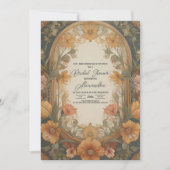アンティークフローラアールヌーボーブライダルシャワー 招待状 (正面)