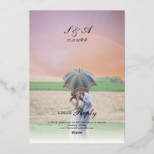 アンティークフローラウェスタンヴィンテージモノグラム結婚ズ 箔招待状 (裏面)