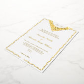 アンティークフローラウェスタンヴィンテージモノグラム結婚ズ 箔招待状 (回転した状態)