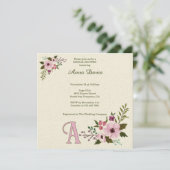 アンティークフローラカスタムイニシャルブライダルシャワー 招待状 (スタンド正面)