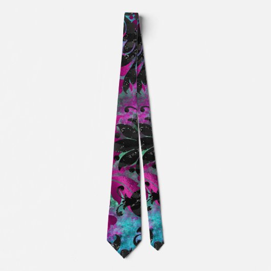 アンティークフローラジャングルブラックゼブラストライプグランジ ネクタイ (正面)