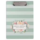 アンティークフローラセージストライプ クリップボード (正面)
