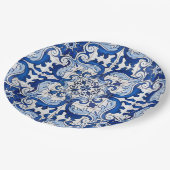 アンティークフローラタイルパターン ペーパープレート (アングル)