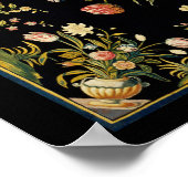 アンティークフローラテーブルカーペットイラストレーション ポスター (角)