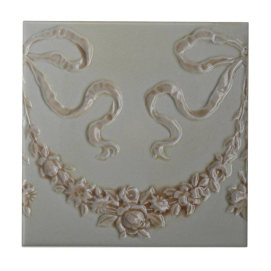 アンティークフローラフェイクスワッグ寸法縁どタイル タイル (正面)