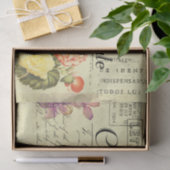 アンティークフローラフランスのはがきEphemera Decompage 薄葉紙 (ギフト)