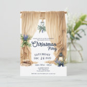 アンティークフローラブックスコージーベージュクリスマスパーティー 招待状