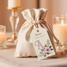 アンティークフローラブライダルシャワーカスタムモノグラム ギフトタグ